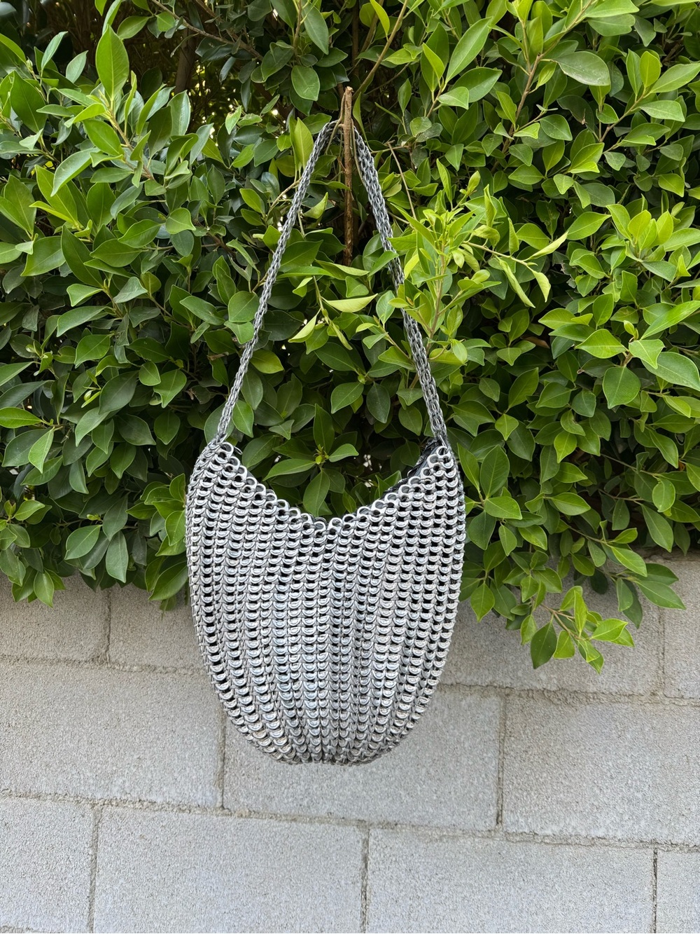 Metallic Shoulder Bag crafted from up cycled aluminum pop tabs